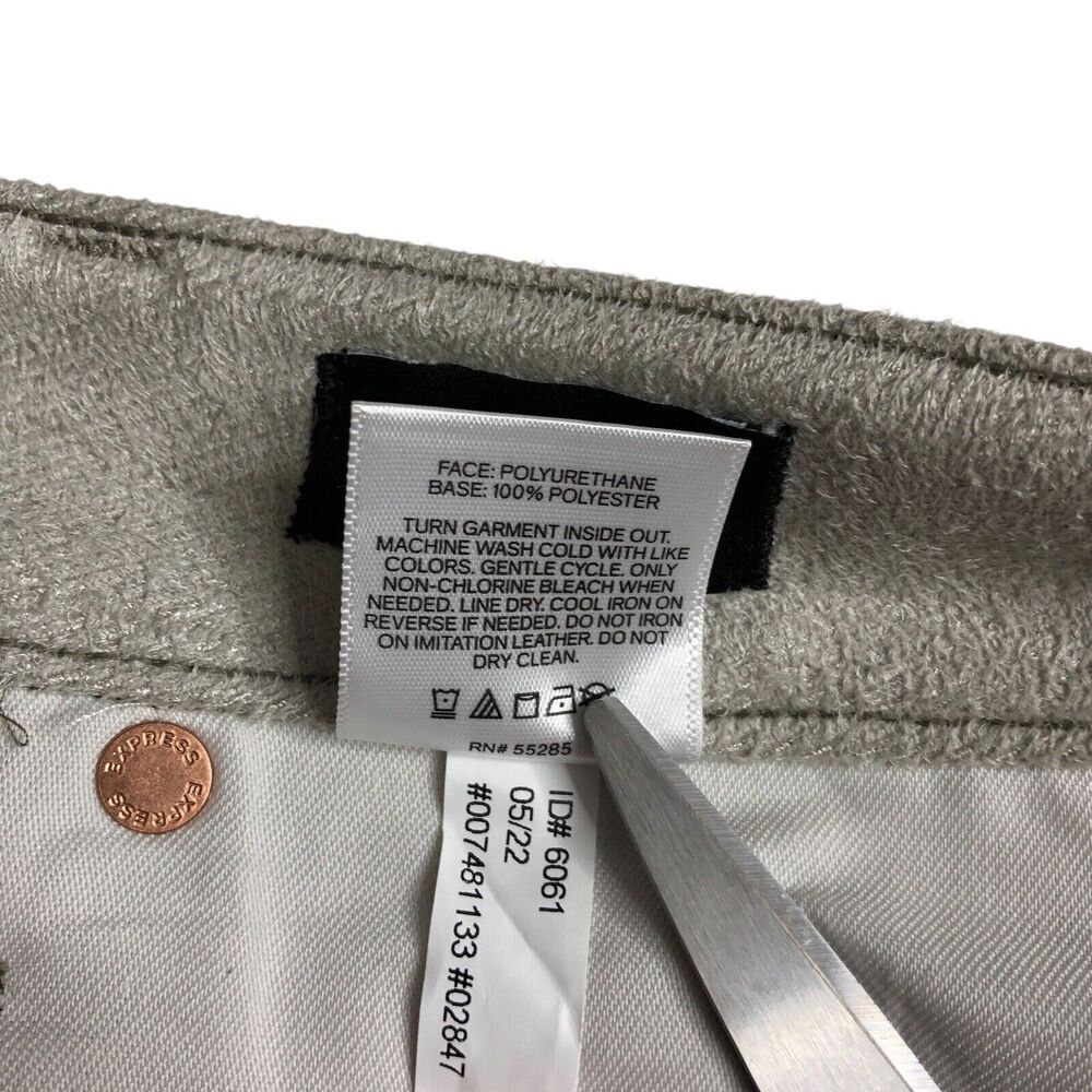 Express Pants Womens‎ 12 Short Tan Faux Leather Modern Straight Super High Rise - Picture 7 of 16
